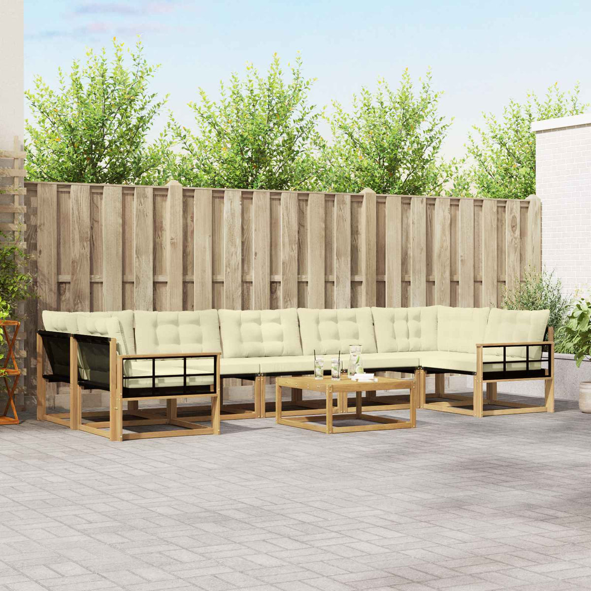 Outdoor-Sofagarnitur 8 stk. Weiß und Creme
