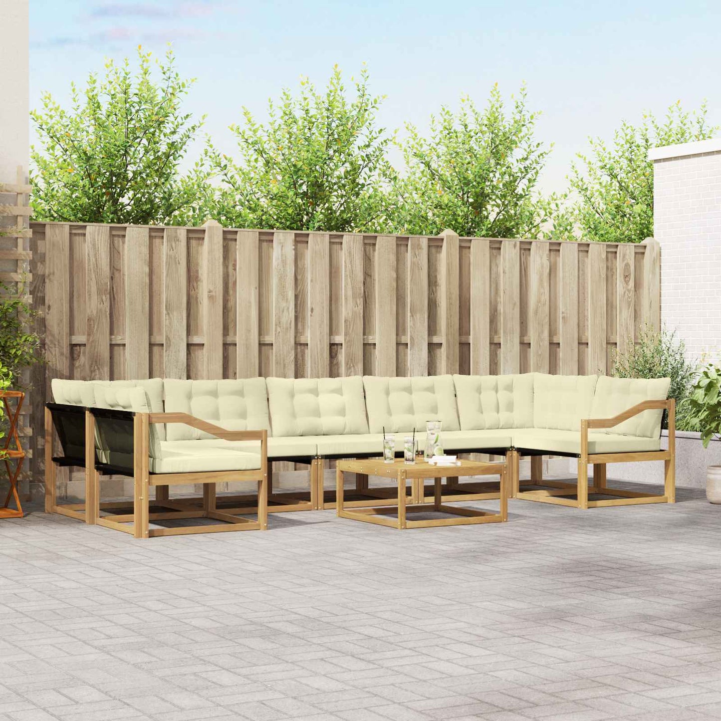 Outdoor-Sofagarnitur 8 pcs Weiß und Creme 79 x 79 x 37 cm