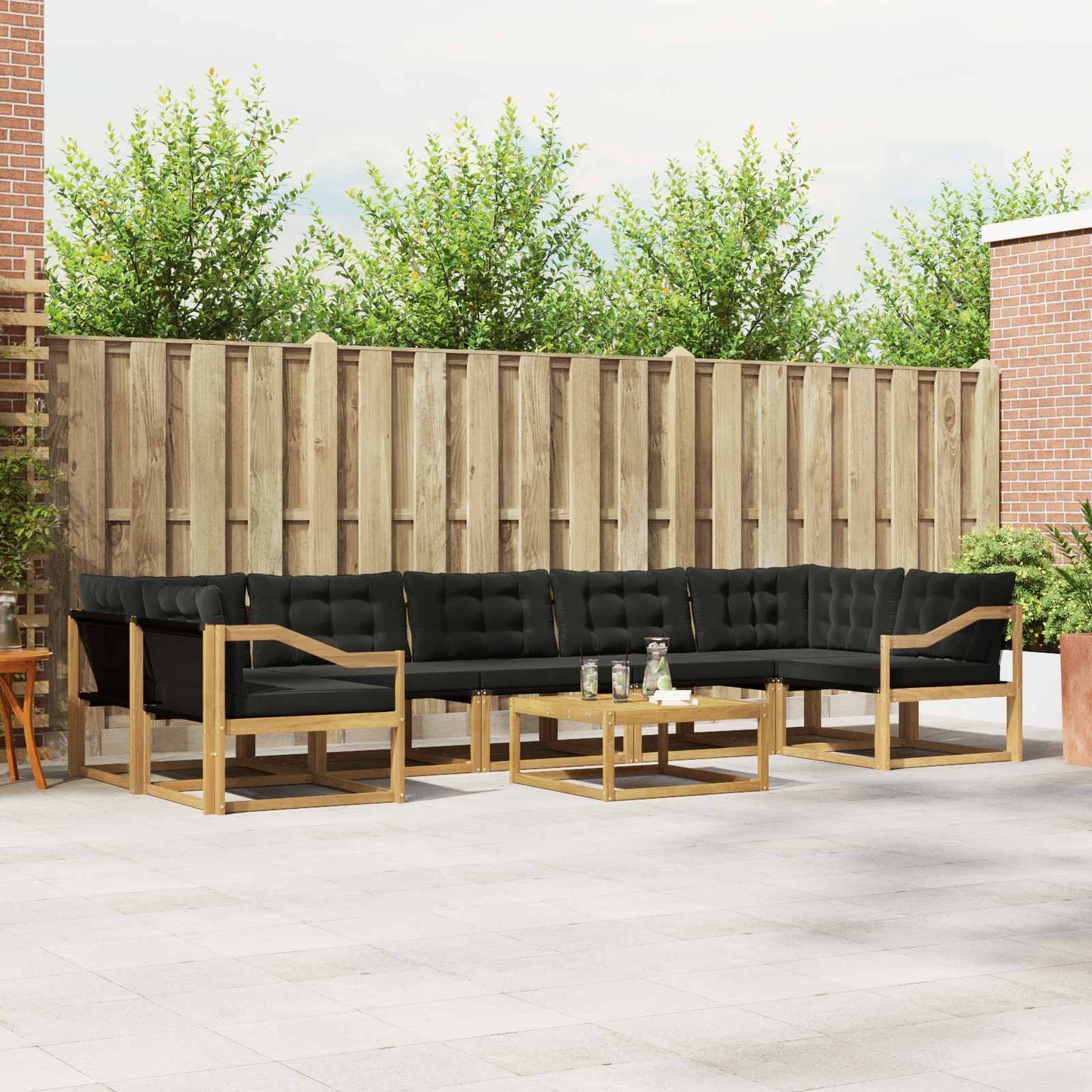 Outdoor-Sofagarnitur 8 pcs Weiß und Schwarz 79 x 79 x 37 cm