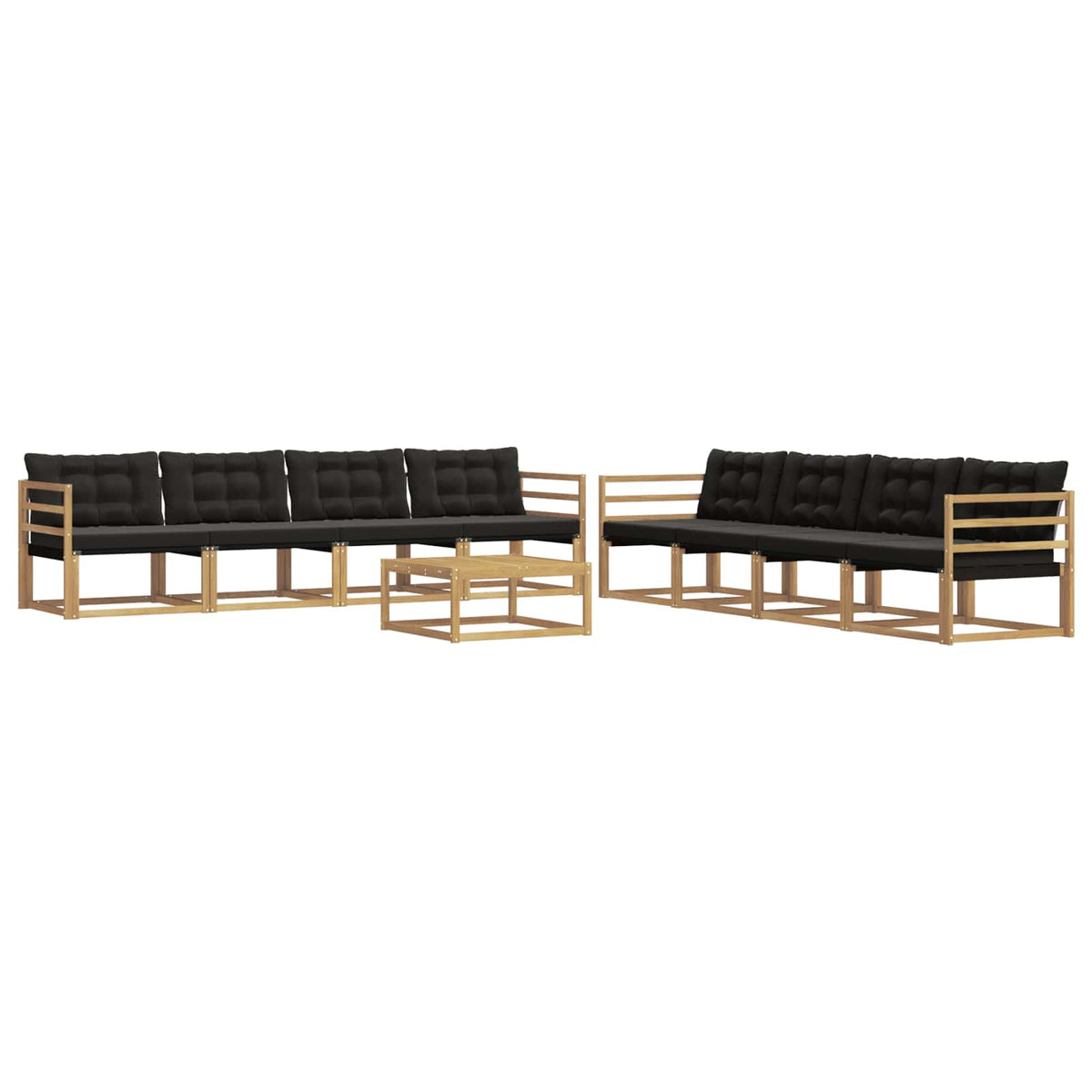 Outdoor-Sofagarnitur 9 stk. Weiß und Schwarz