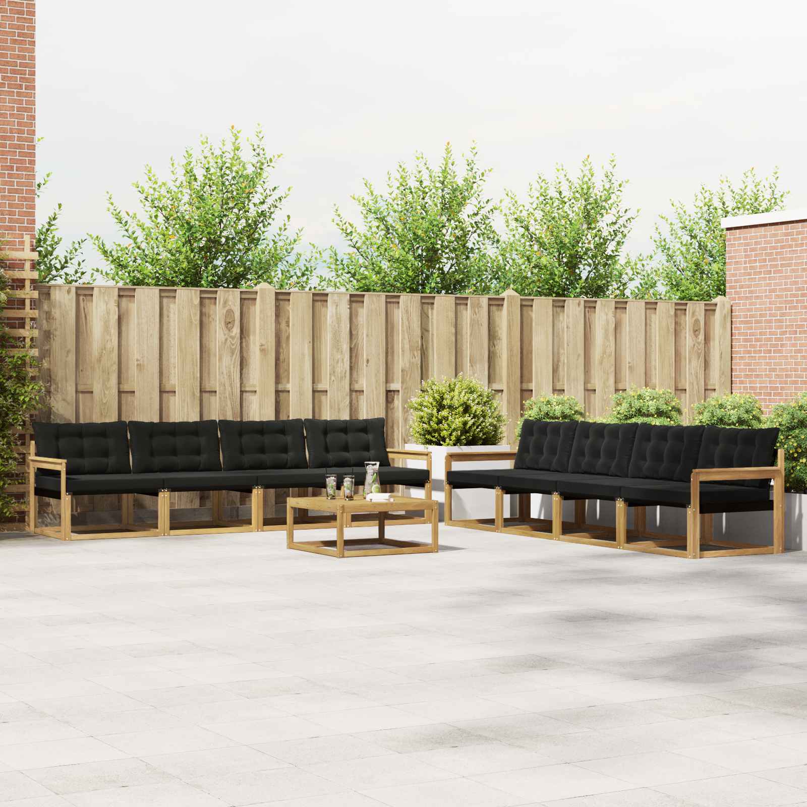 Outdoor-Sofagarnitur 9 pcs Weiß und Schwarz 79 x 79 x 37 cm