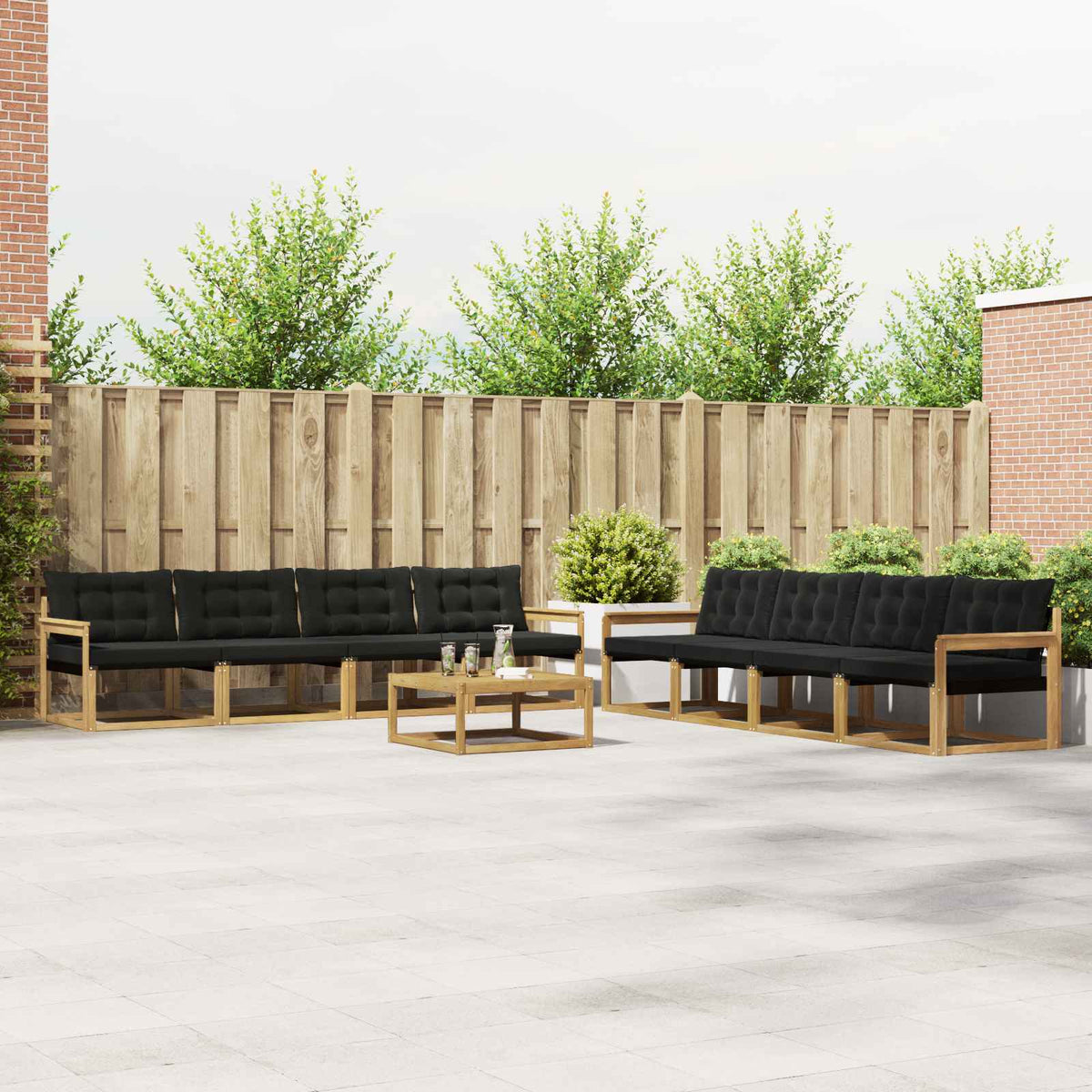 Outdoor-Sofagarnitur 9 stk. Weiß und Schwarz