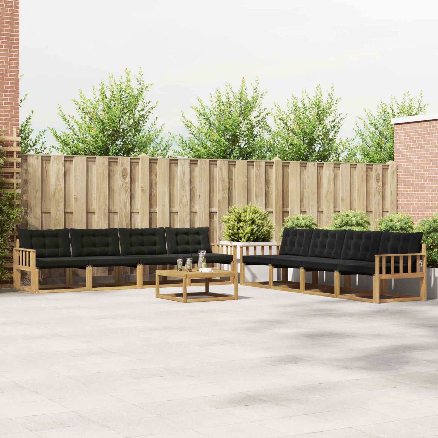 Outdoor-Sofagarnitur 9 pcs Weiß und Schwarz 79 x 79 x 37 cm