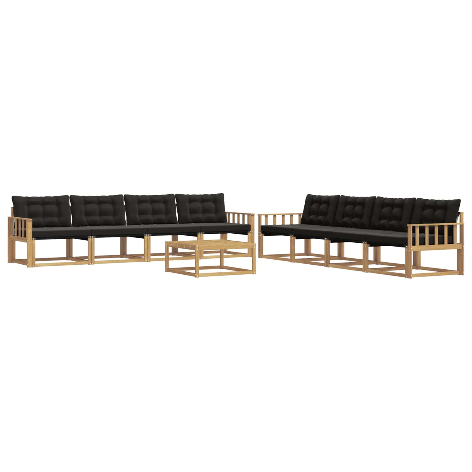 Outdoor-Sofagarnitur 9 pcs Weiß und Schwarz 79 x 79 x 37 cm