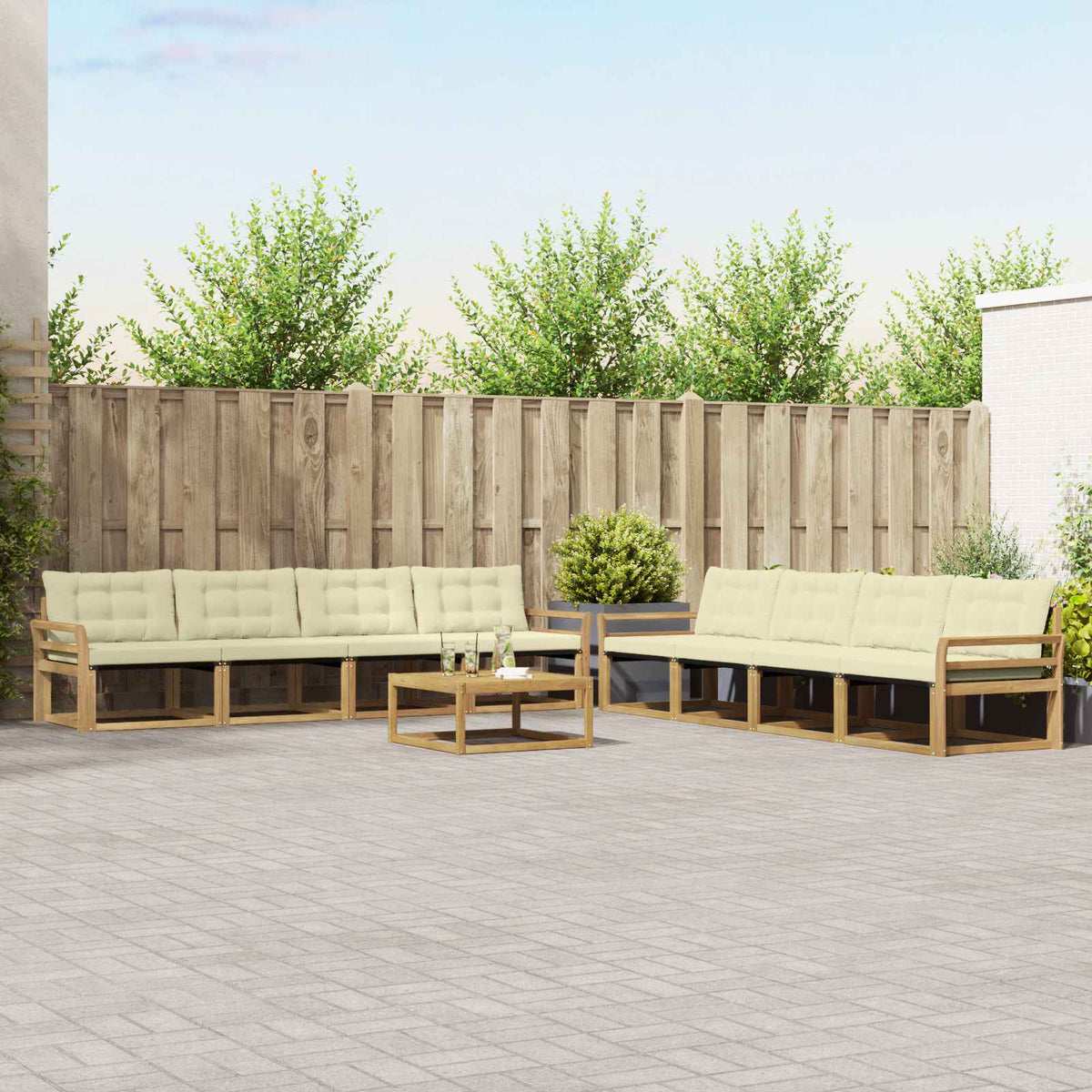 Outdoor-Sofagarnitur 9 stk. Weiß und Creme