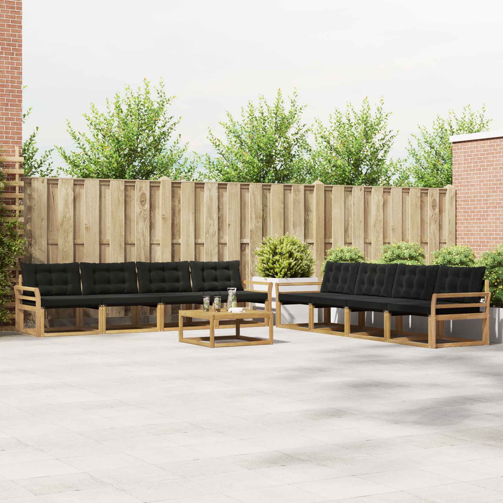 Outdoor-Sofagarnitur 9 pcs Weiß und Schwarz 79 x 79 x 37 cm