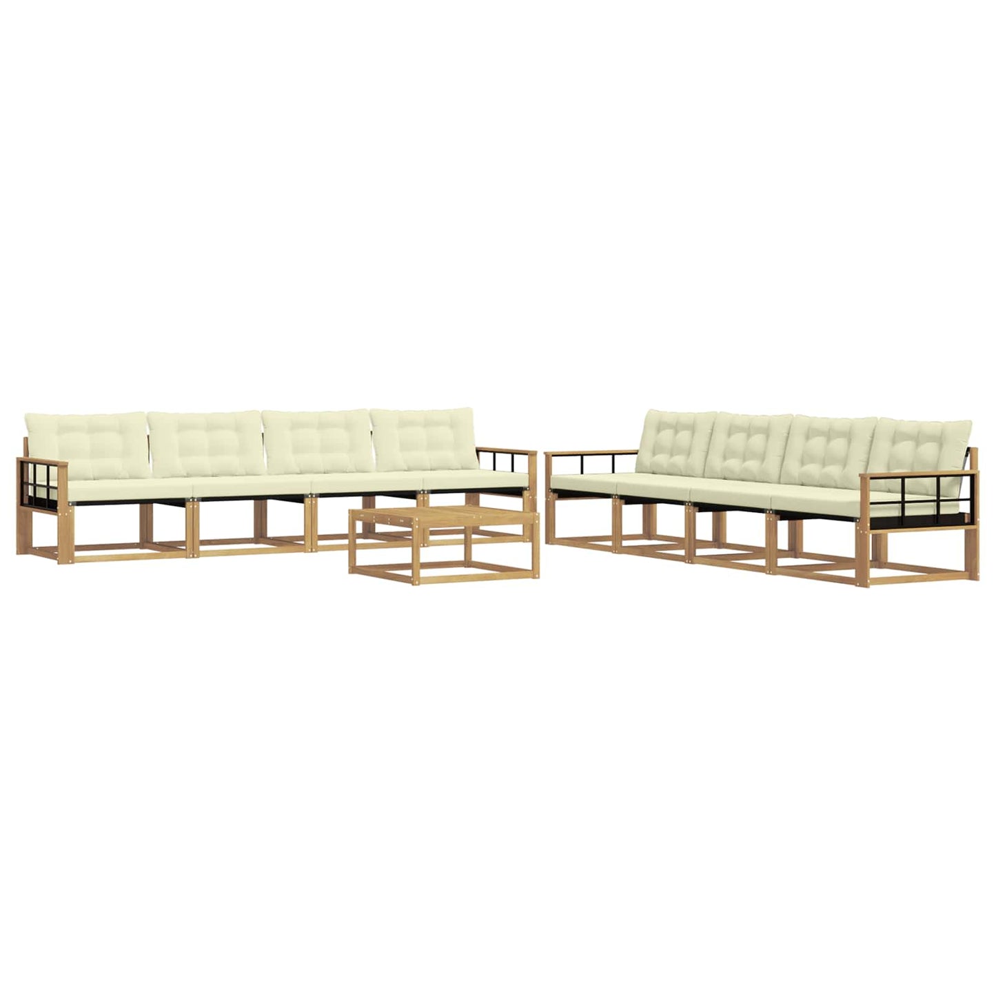 Outdoor-Sofagarnitur 9 pcs Weiß und Creme 79 x 79 x 37 cm