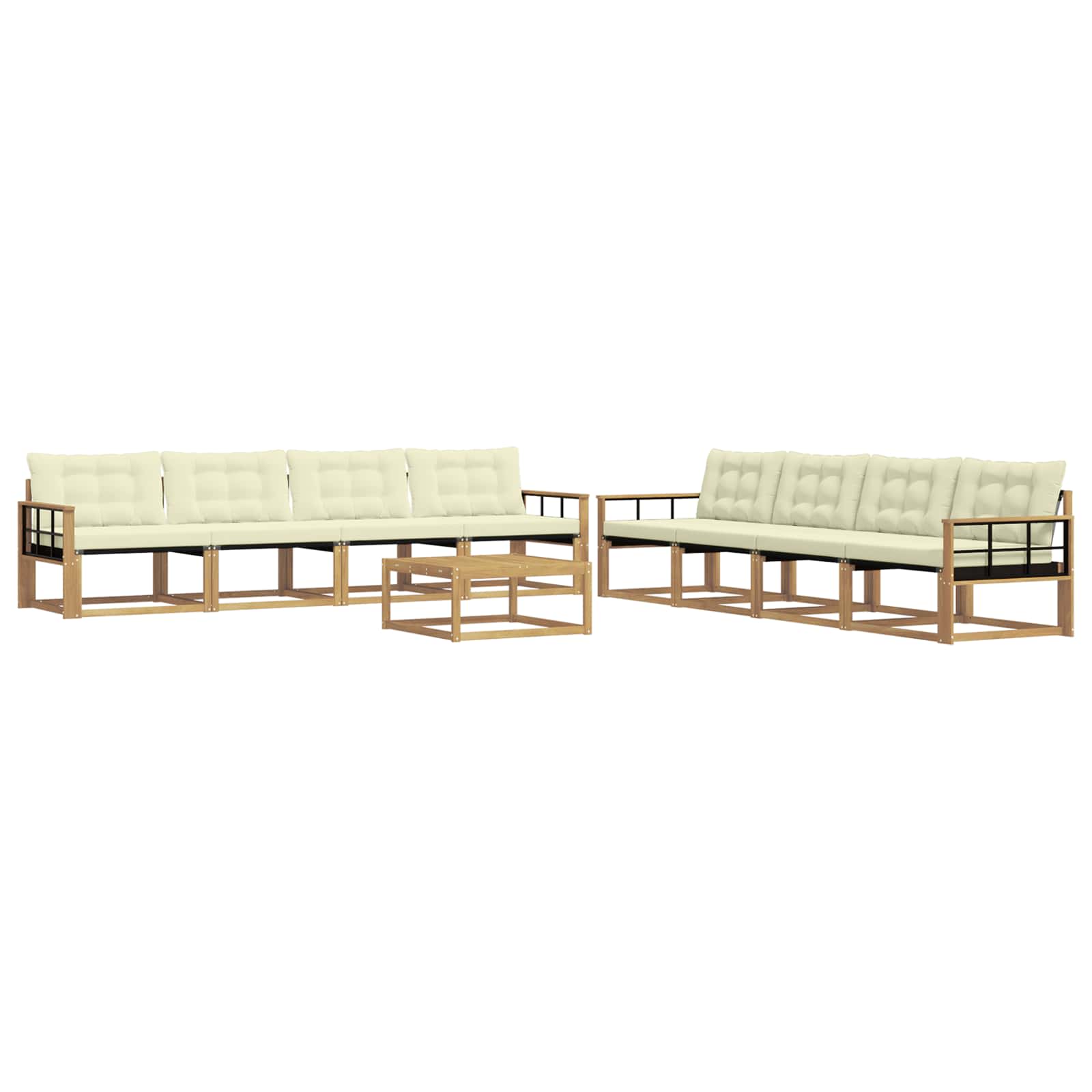 Outdoor-Sofagarnitur 9 pcs Weiß und Creme 79 x 79 x 37 cm