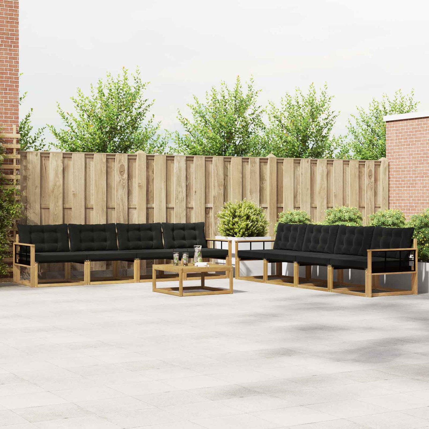 Outdoor-Sofagarnitur 9 pcs Weiß und Schwarz 79 x 79 x 37 cm