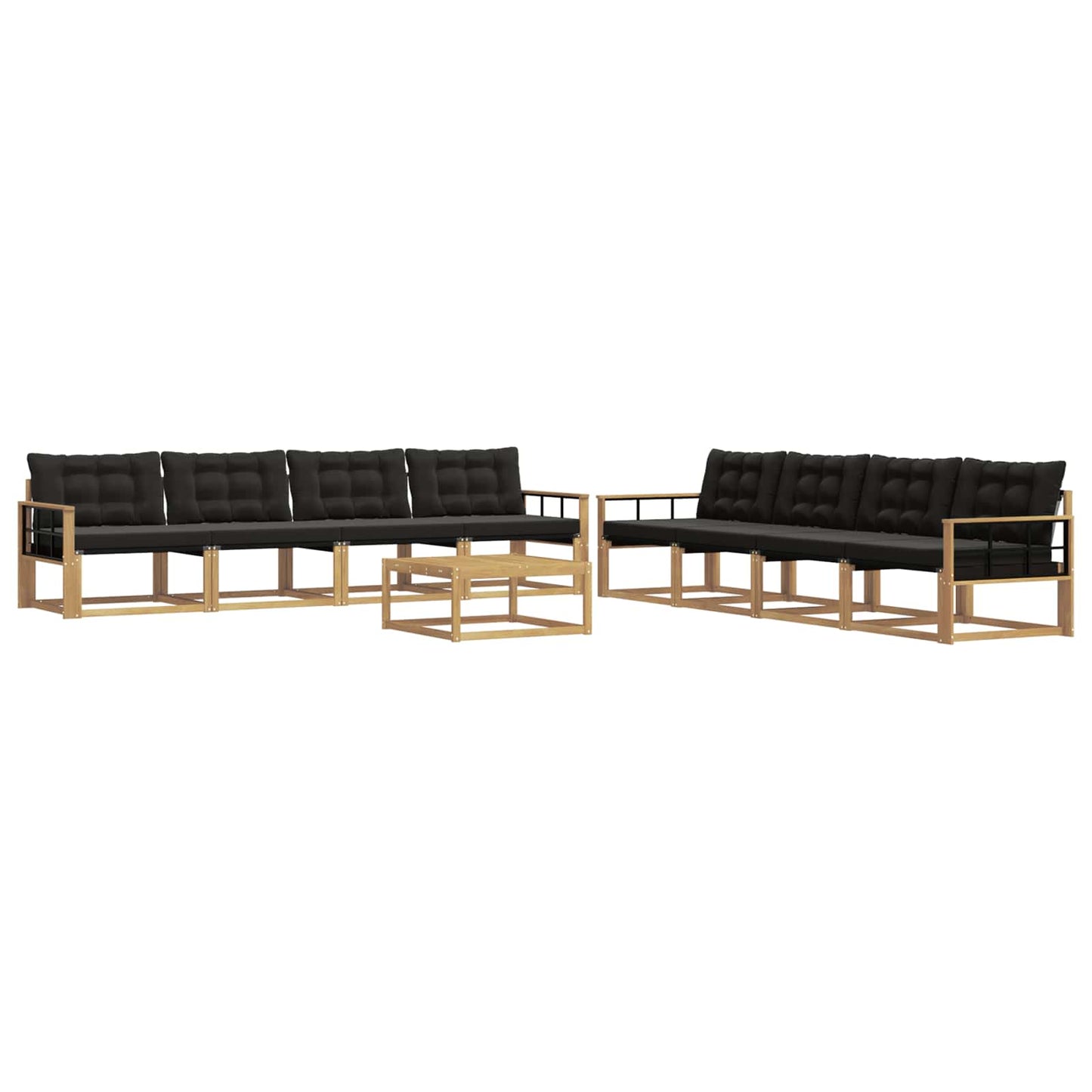 Outdoor-Sofagarnitur 9 pcs Weiß und Schwarz 79 x 79 x 37 cm