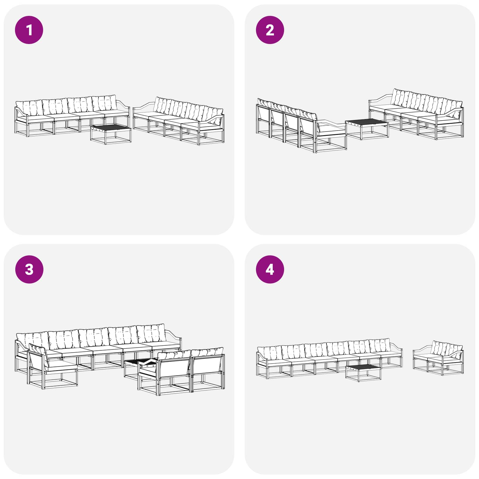Outdoor-Sofagarnitur 9 pcs Weiß und Creme 79 x 79 x 37 cm
