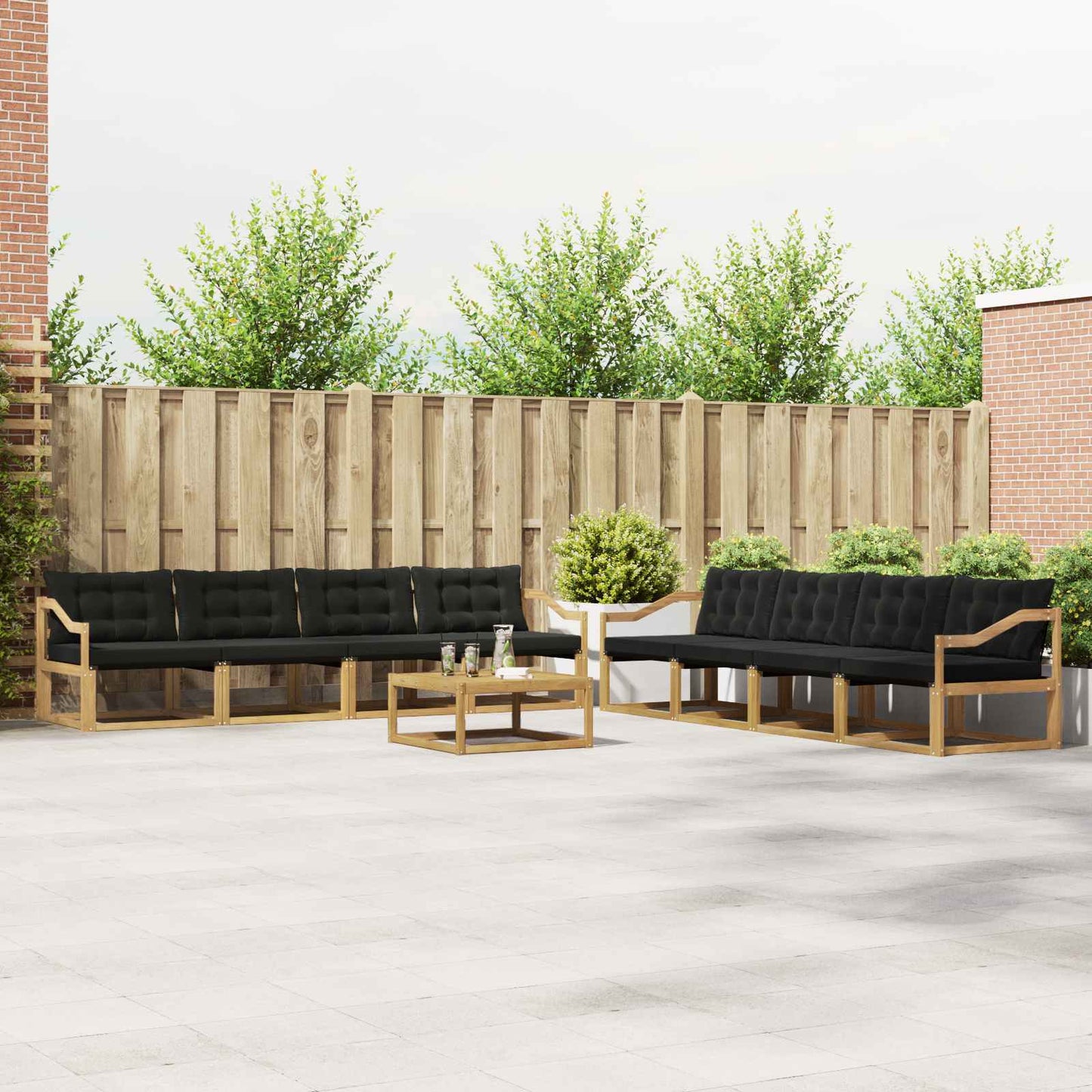 Outdoor-Sofagarnitur 9 pcs Weiß und Schwarz 79 x 79 x 37 cm