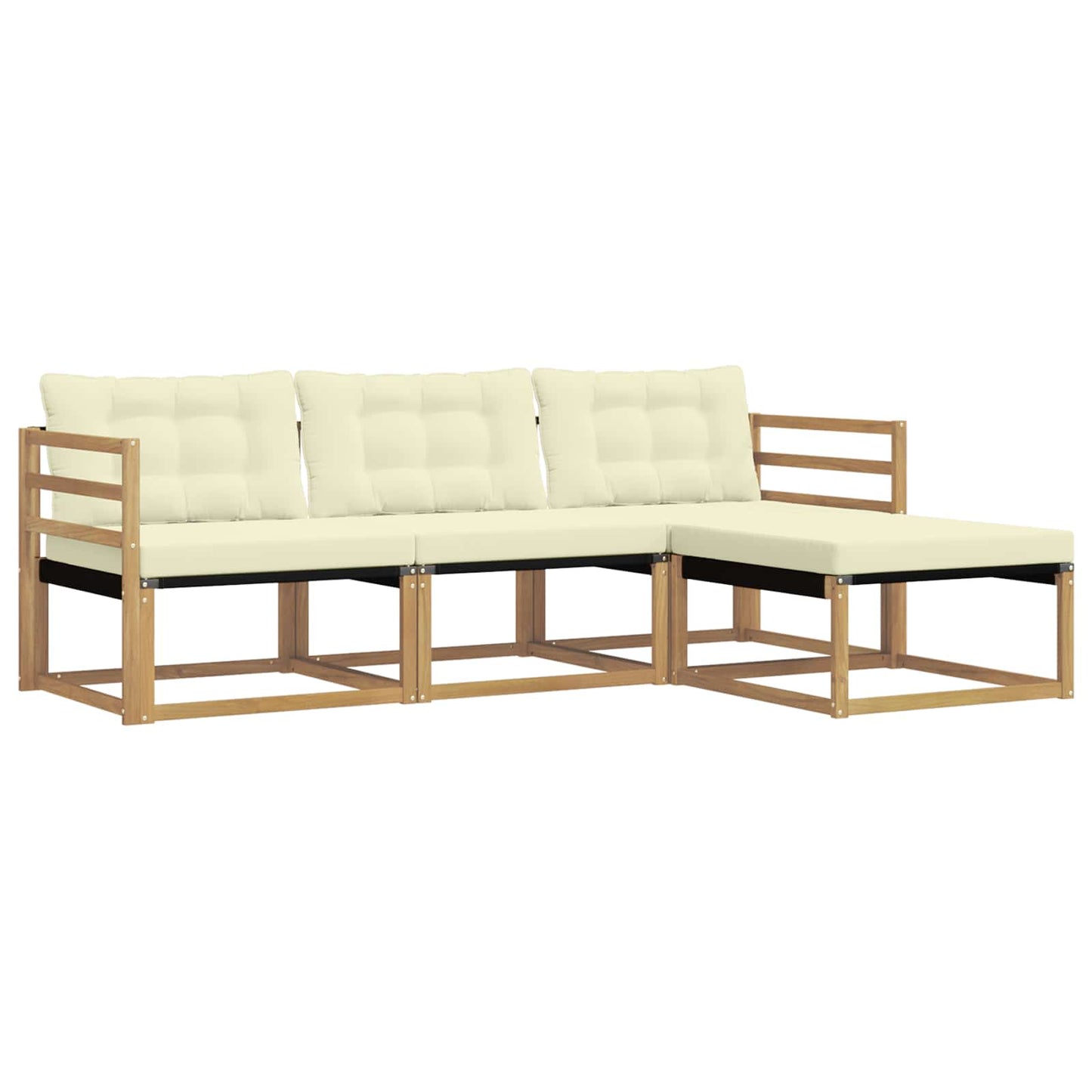 Outdoor-Sofagarnitur mit Kissen 4 pcs Weiß und Creme