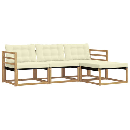 Outdoor-Sofagarnitur 4 stk. Weiß und Creme