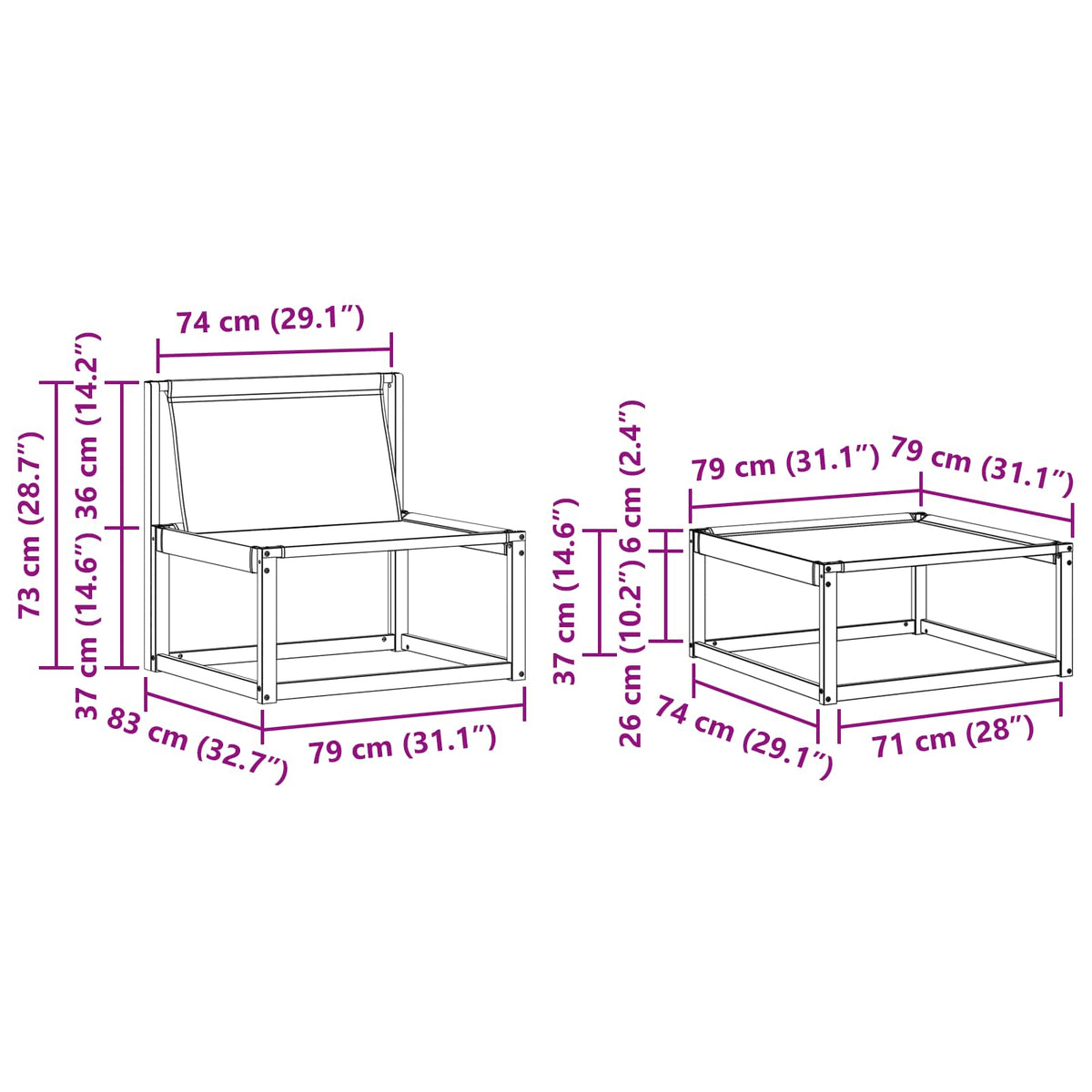 Outdoor-Sofagarnitur 4 stk. Weiß und Schwarz