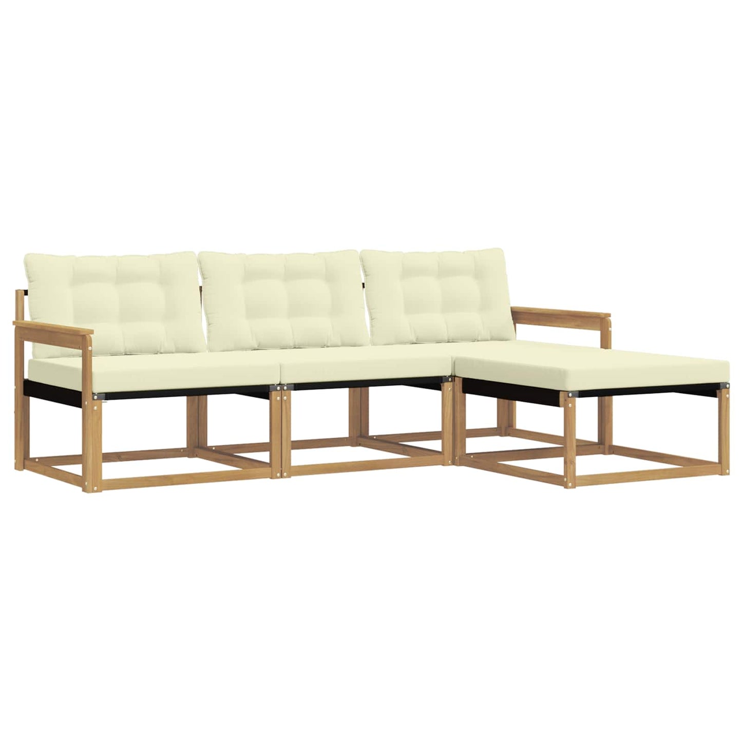 Outdoor-Sofagarnitur mit Kissen 4 pcs Weiß und Creme