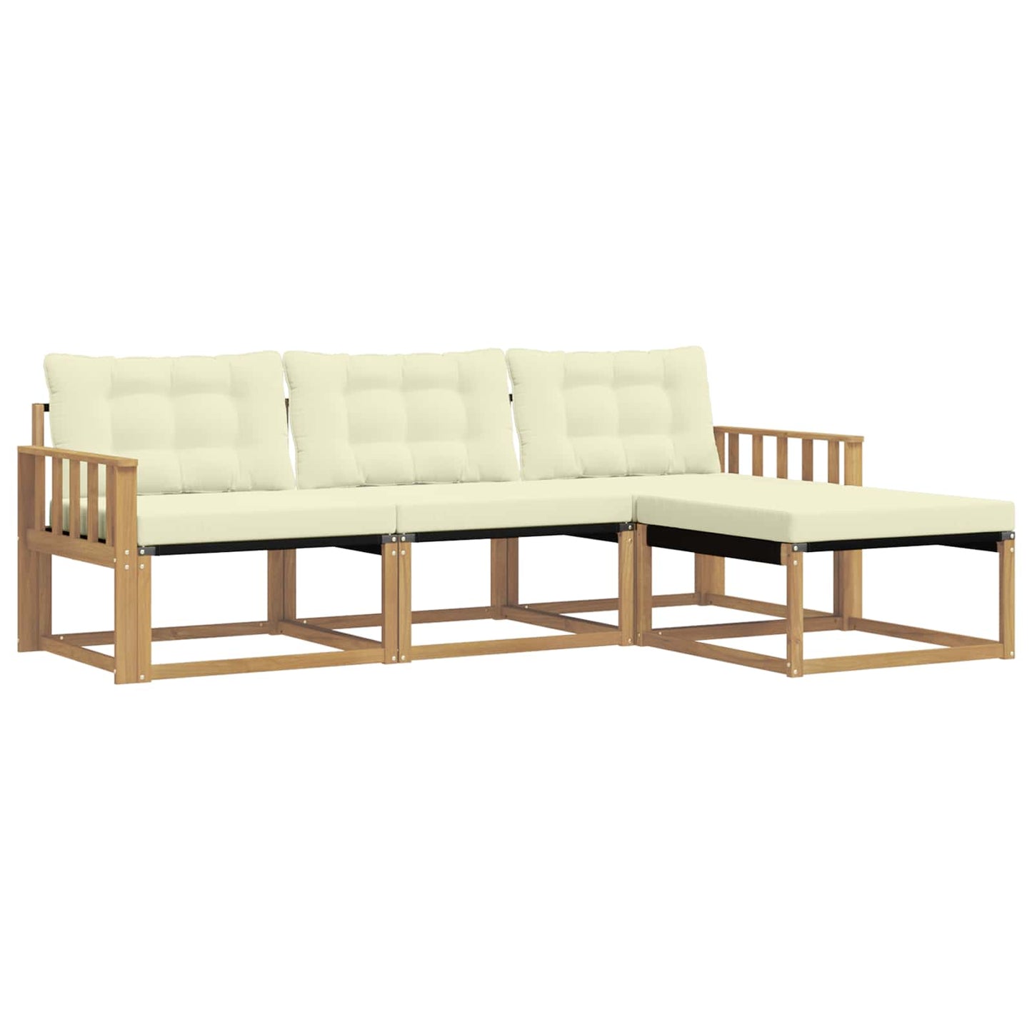 Outdoor-Sofagarnitur mit Kissen 4 pcs Weiß und Creme