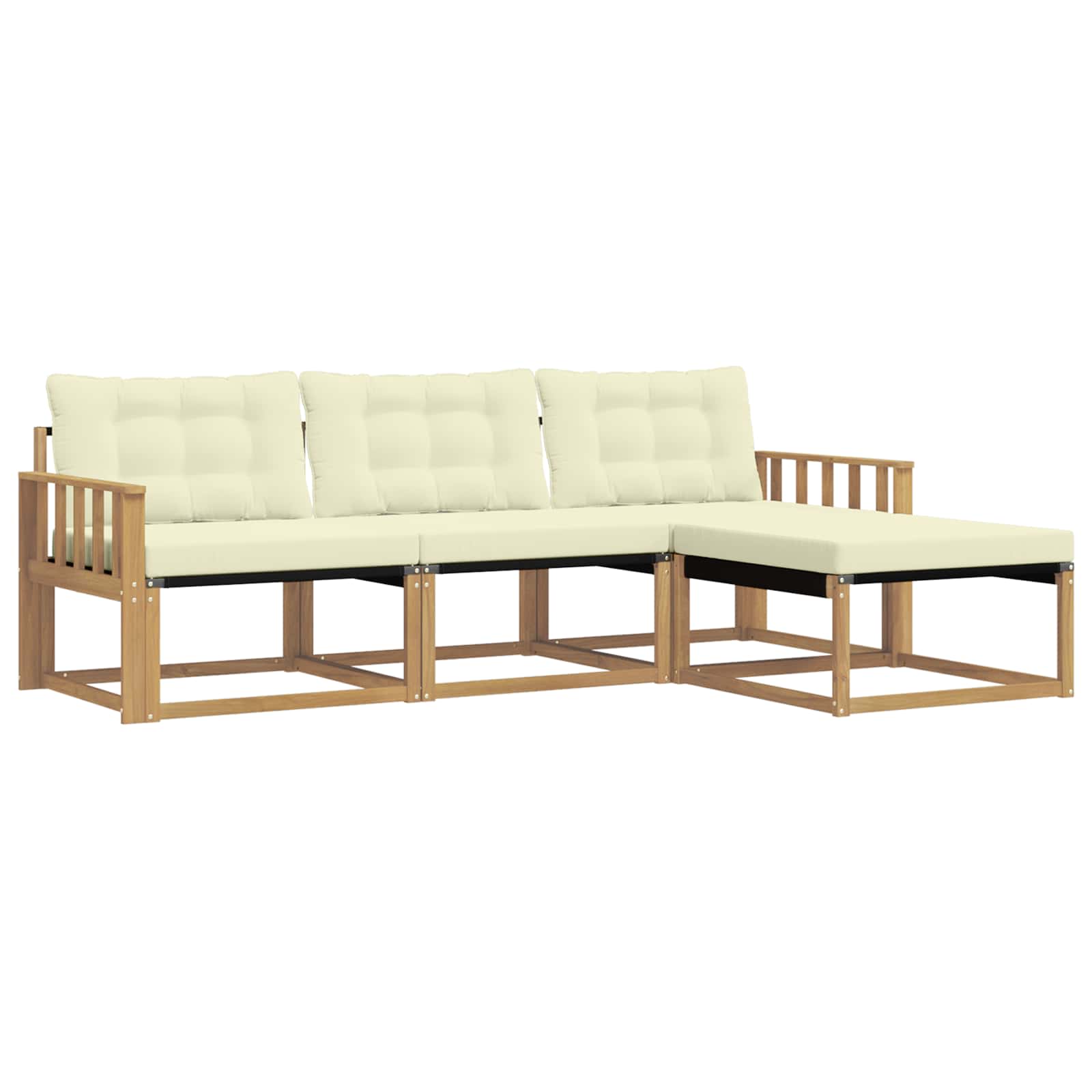 Outdoor-Sofagarnitur mit Kissen 4 pcs Weiß und Creme