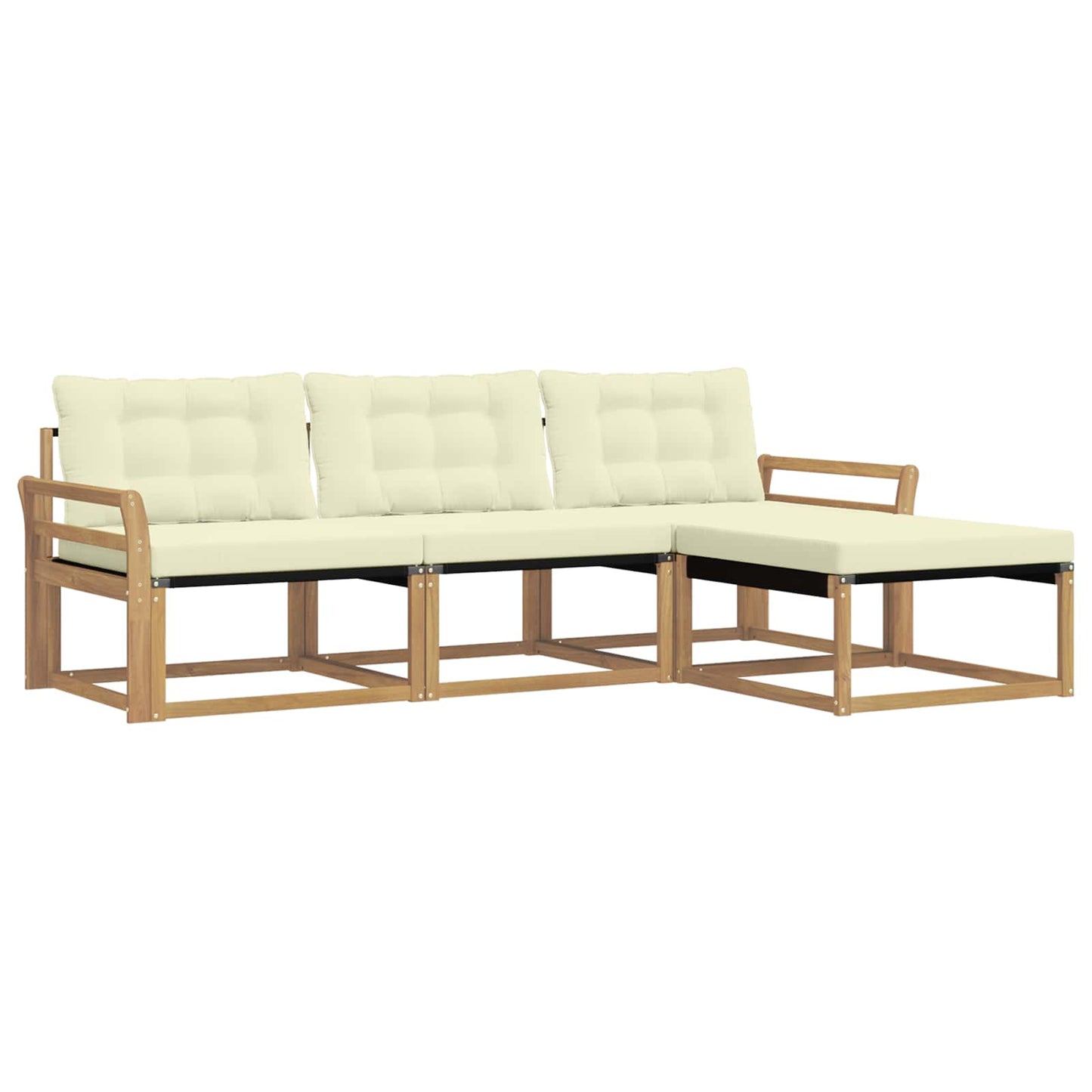 Outdoor-Sofagarnitur mit Kissen 4 pcs Weiß und Creme