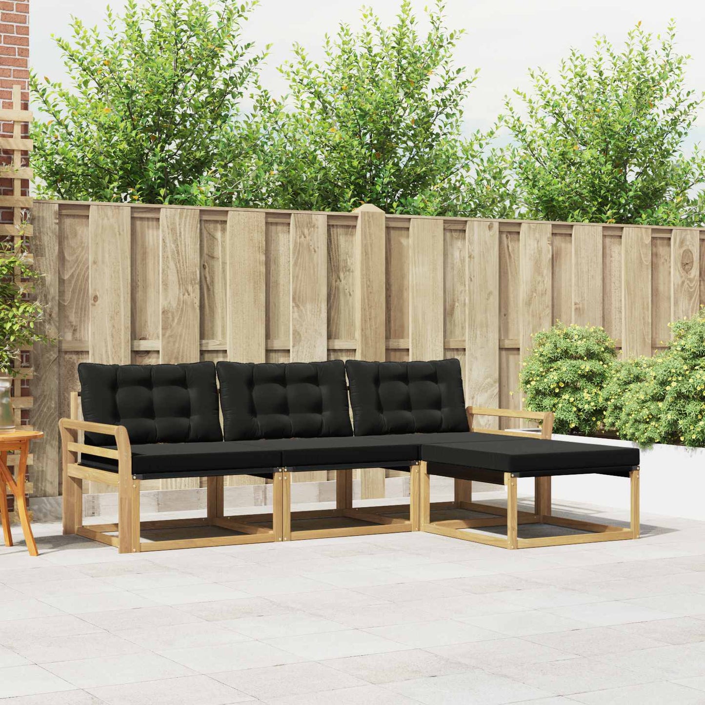 Outdoor-Sofagarnitur mit Kissen 4 pcs Weiß und Schwarz