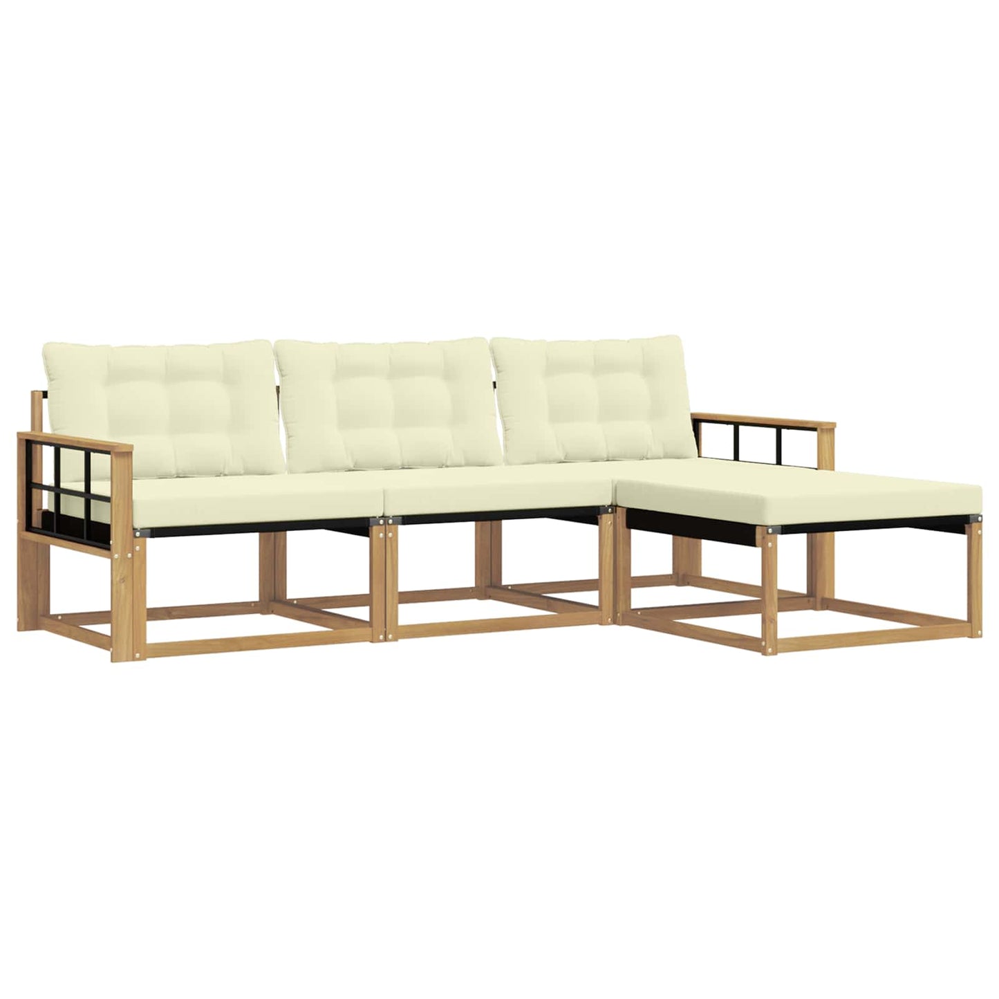Outdoor-Sofagarnitur mit Kissen 4 pcs Weiß und Creme