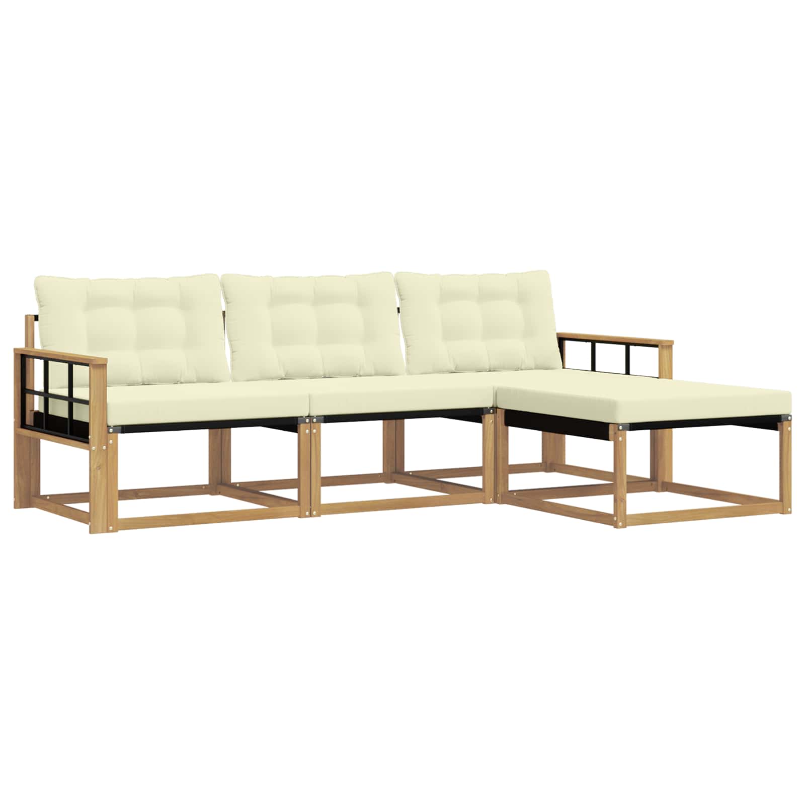 Outdoor-Sofagarnitur mit Kissen 4 pcs Weiß und Creme