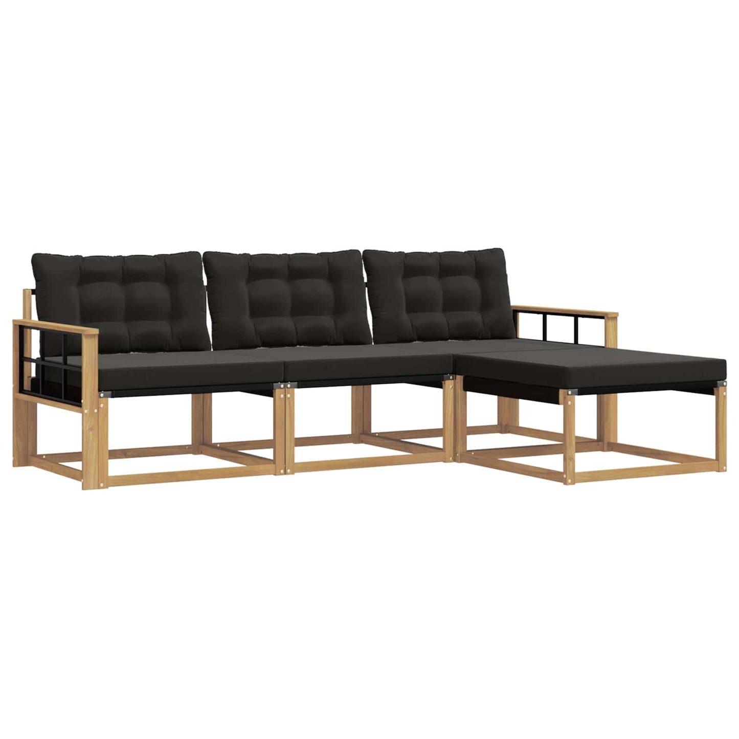 Outdoor-Sofagarnitur mit Kissen 4 pcs Weiß und Schwarz