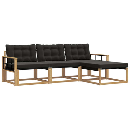 Outdoor-Sofagarnitur 4 stk. Weiß und Schwarz