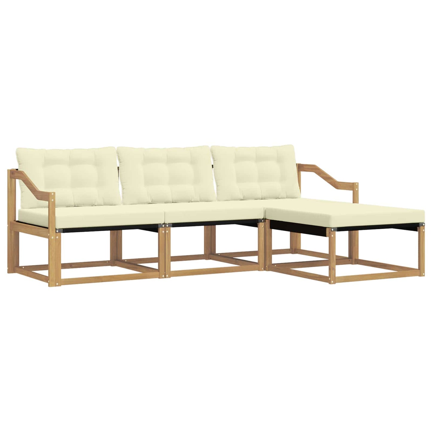 Outdoor-Sofagarnitur mit Kissen 4 pcs Weiß und Creme