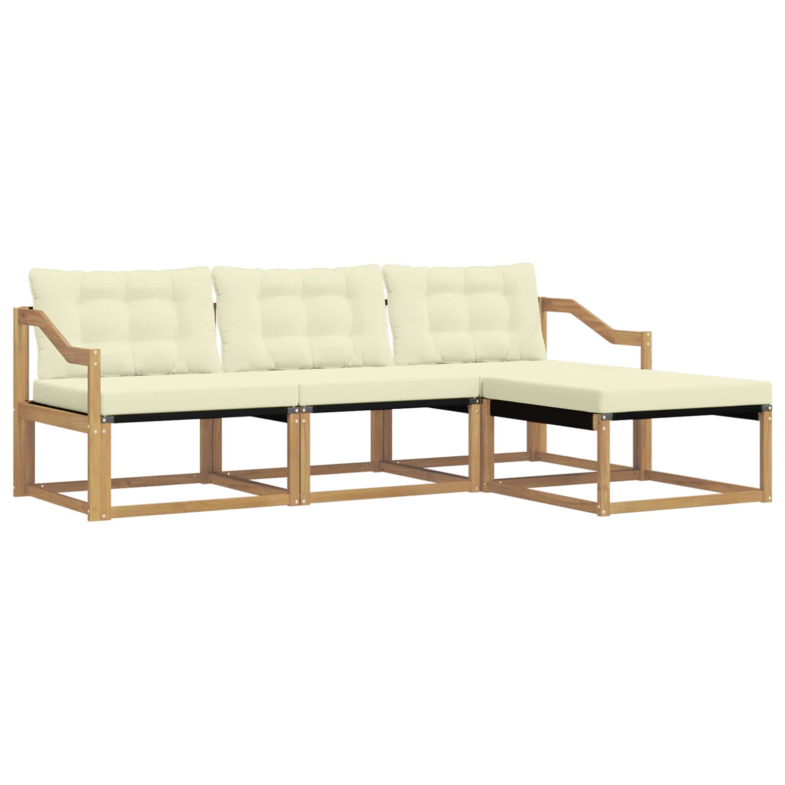 Outdoor-Sofagarnitur mit Kissen 4 pcs Weiß und Creme