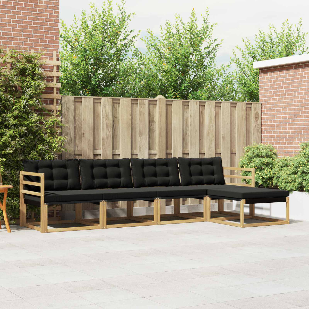 Outdoor-Sofagarnitur 5 stk. Weiß und Schwarz