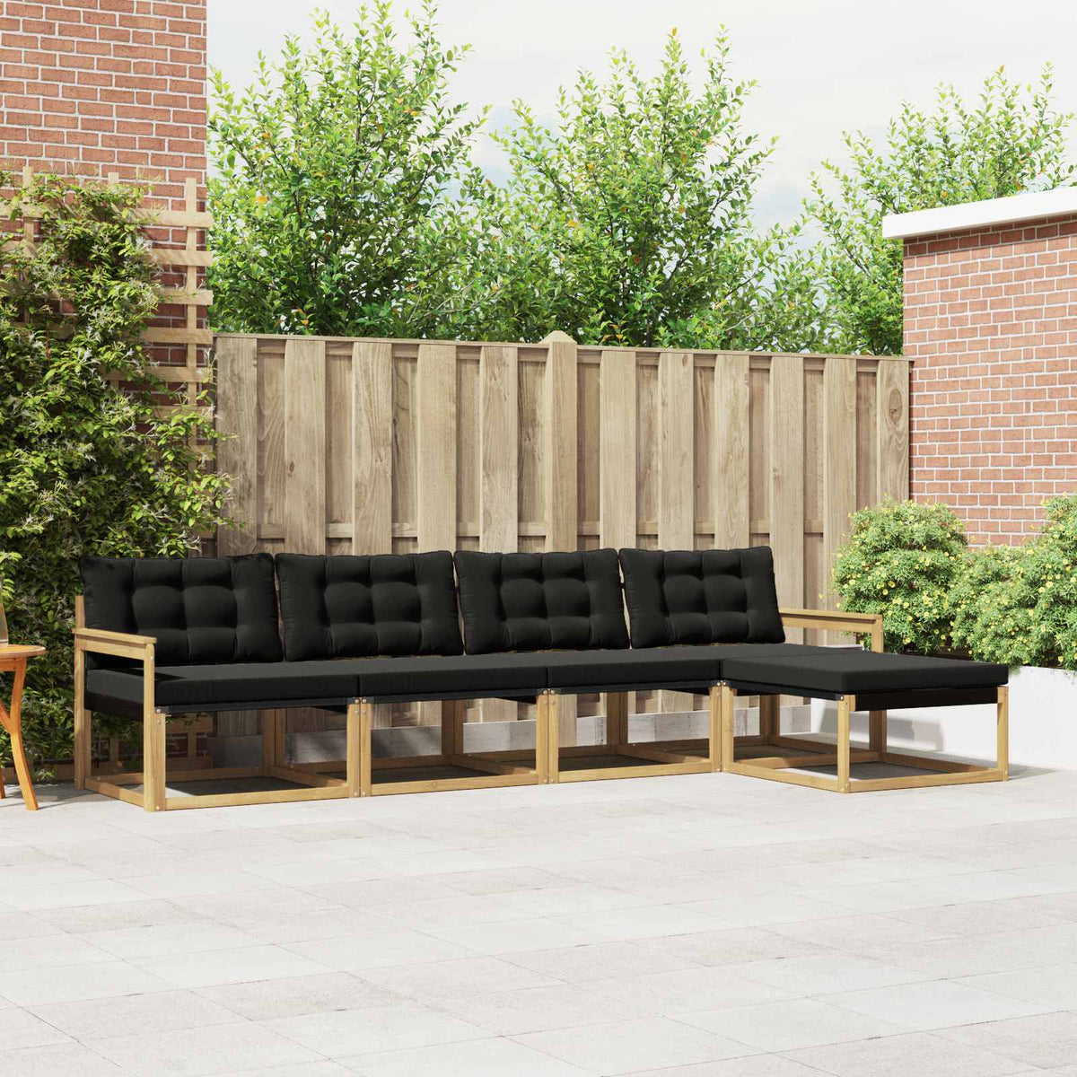 Outdoor-Sofagarnitur 5 stk. Weiß und Schwarz