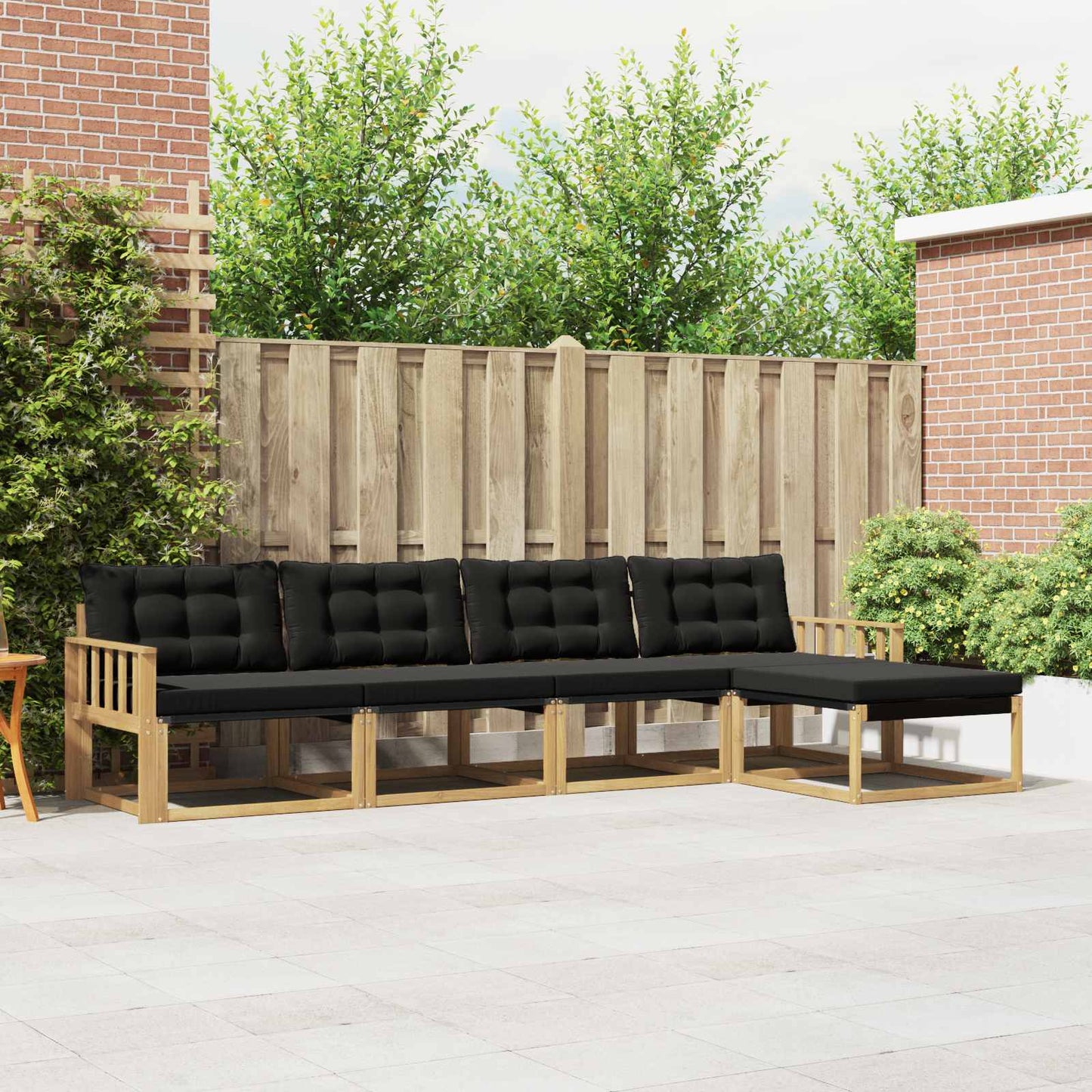 Outdoor-Sofagarnitur mit Kissen 5 pcs Weiß und Schwarz