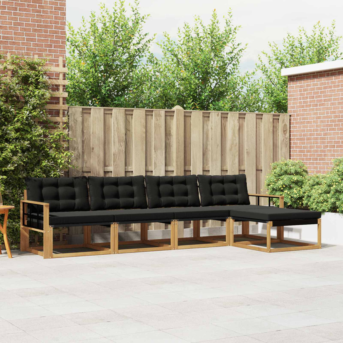 Outdoor-Sofagarnitur 5 stk. Weiß und Schwarz