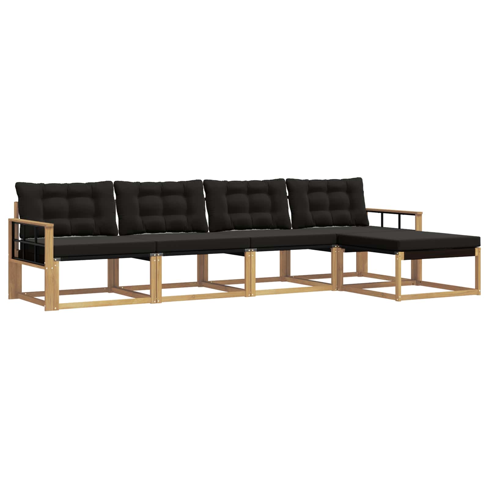 Outdoor-Sofagarnitur mit Kissen 5 pcs Weiß und Schwarz