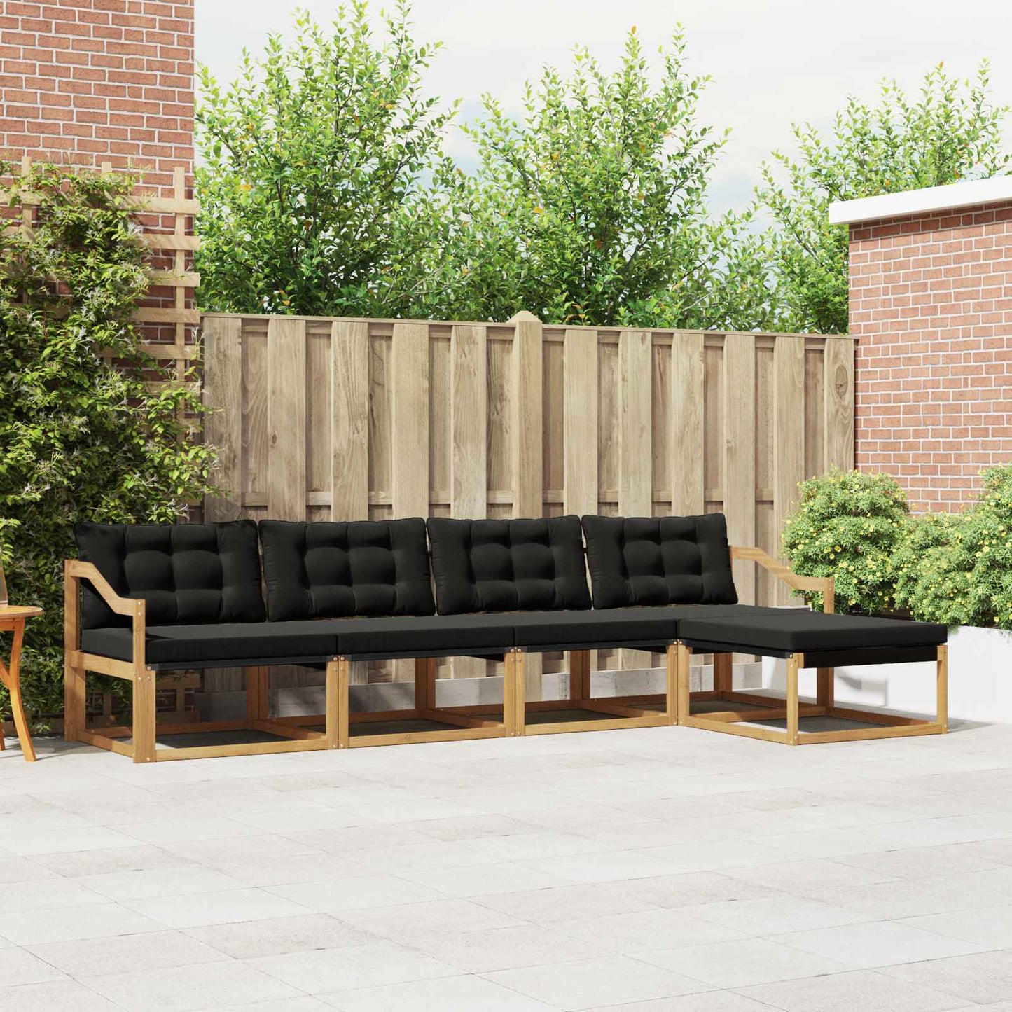 Outdoor-Sofagarnitur mit Kissen 5 pcs Weiß und Schwarz