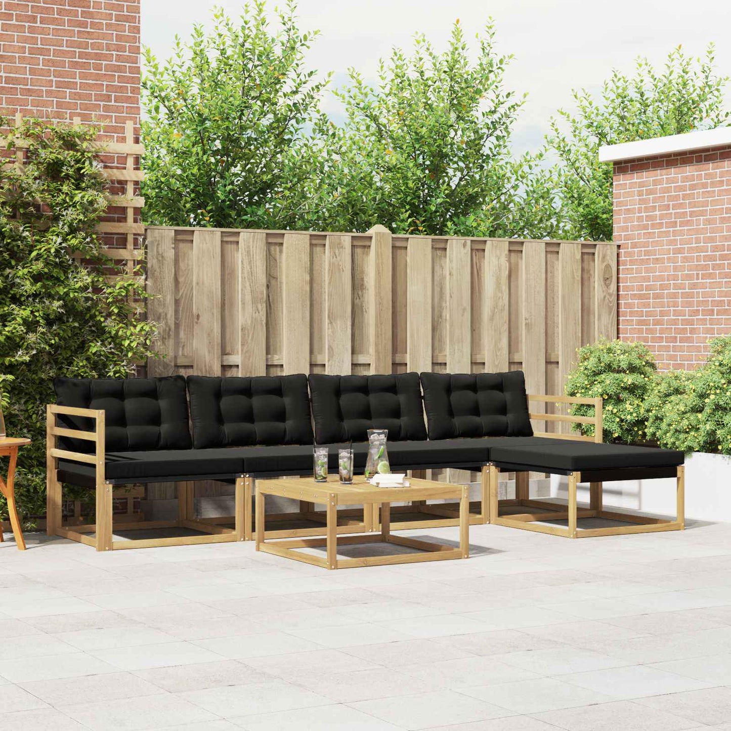 Outdoor-Sofagarnitur 6 pcs Weiß und Schwarz 79 x 79 x 37 cm