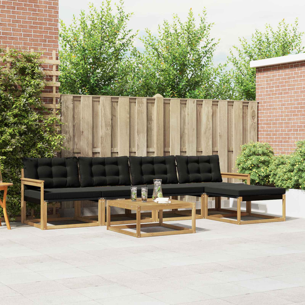 Outdoor-Sofagarnitur 6 stk. Weiß und Schwarz