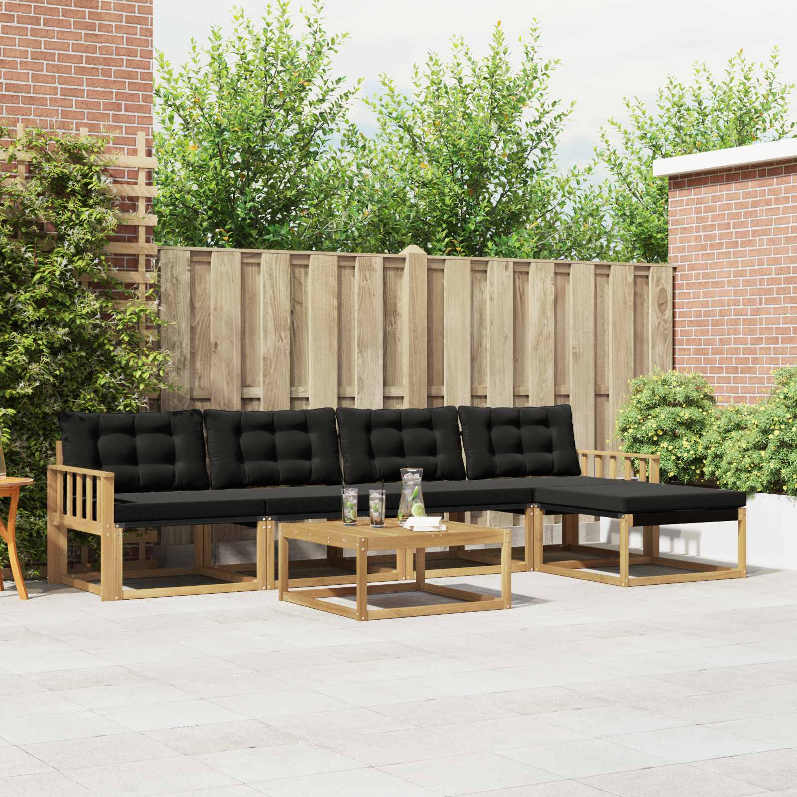 Outdoor-Sofagarnitur 6 pcs Weiß und Schwarz