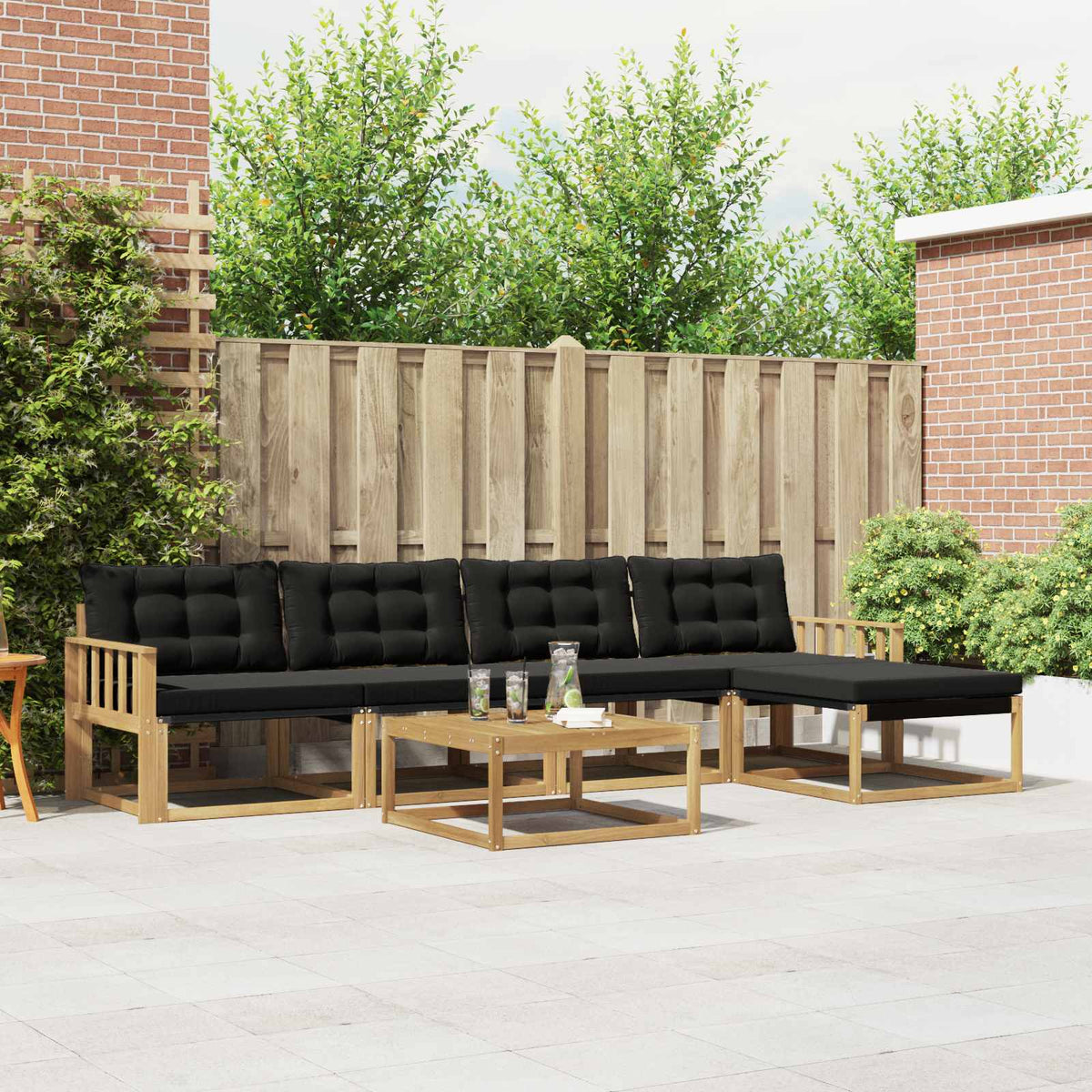 Outdoor-Sofagarnitur 6 stk. Weiß und Schwarz
