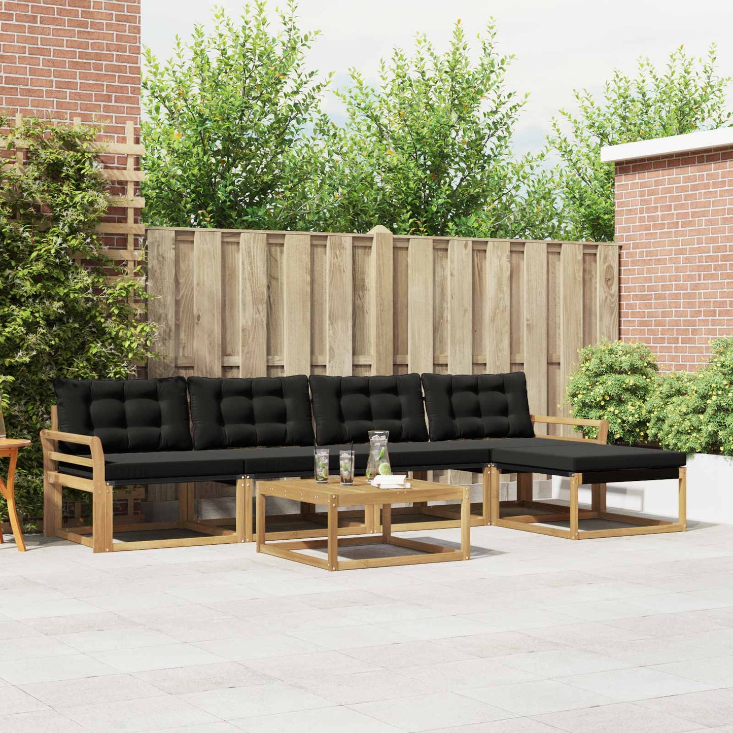 Outdoor-Sofagarnitur 6 pcs Weiß und Schwarz