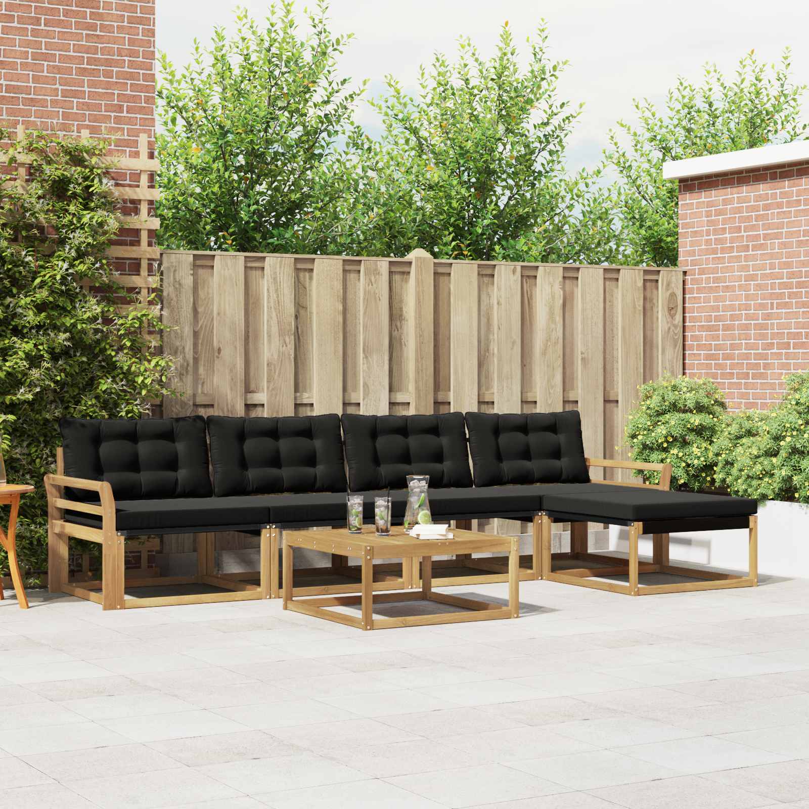 Outdoor-Sofagarnitur 6 pcs Weiß und Schwarz