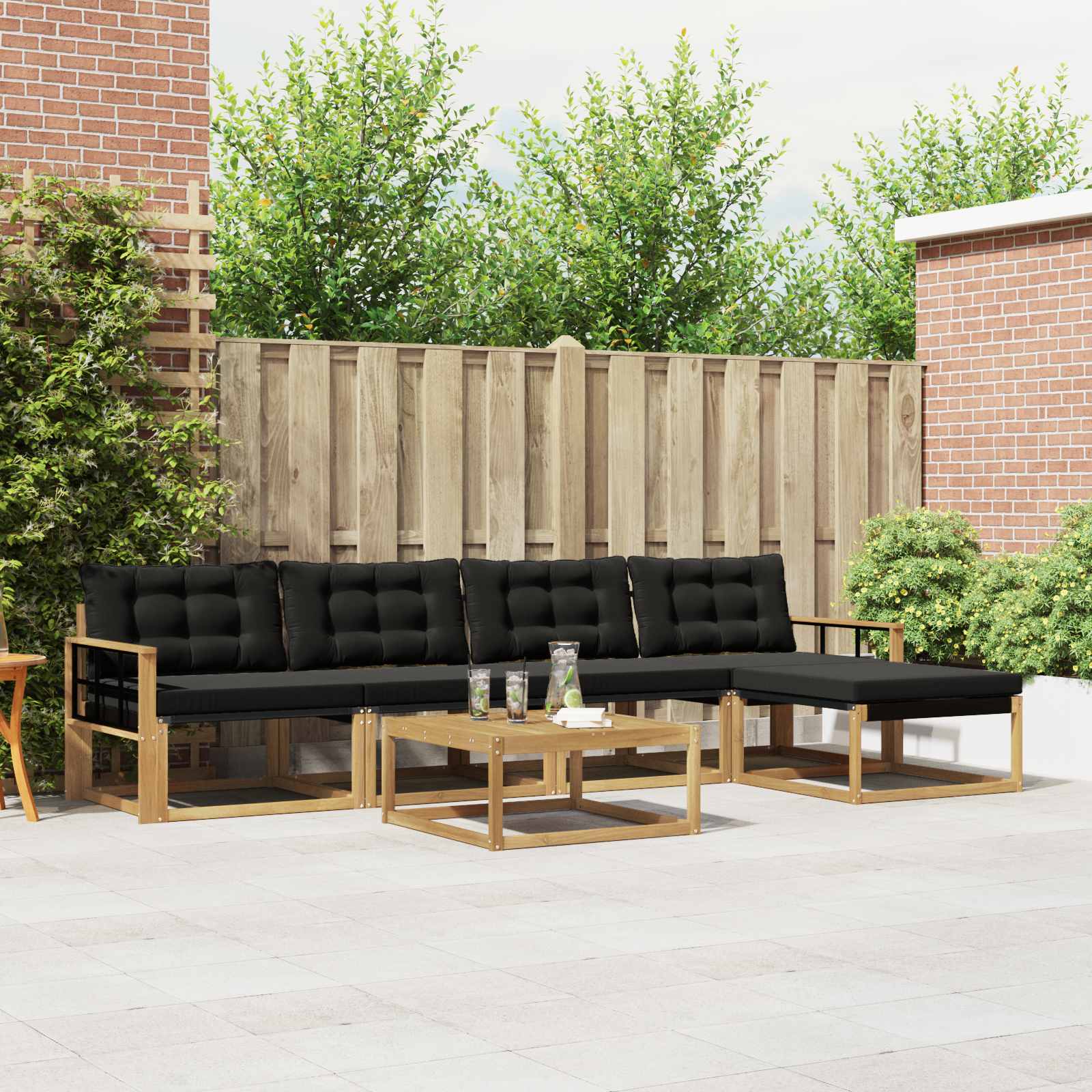 Outdoor-Sofagarnitur 6 pcs Weiß und Schwarz