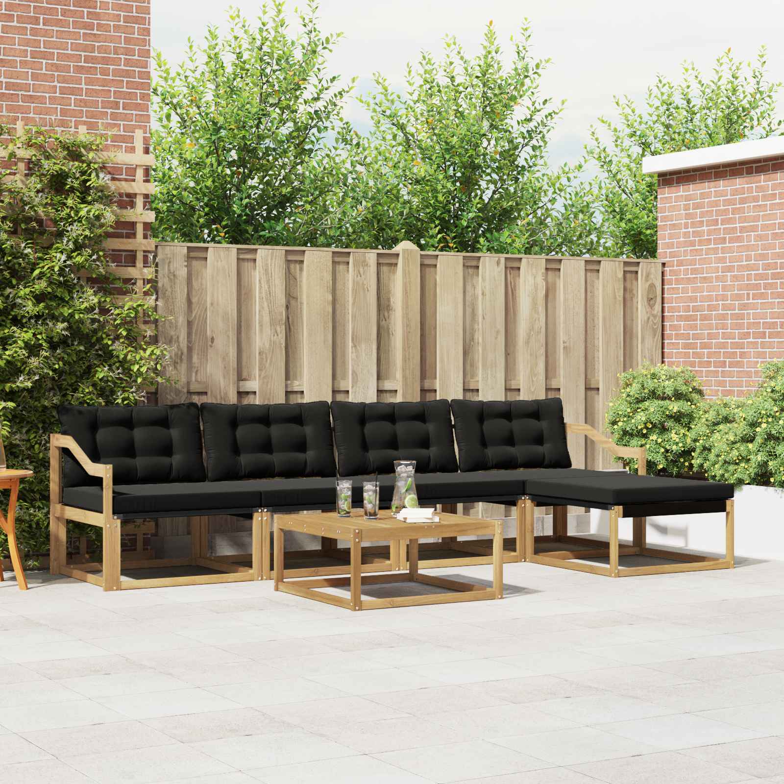 Outdoor-Sofagarnitur 6 pcs Weiß und Schwarz 79 x 79 x 37 cm