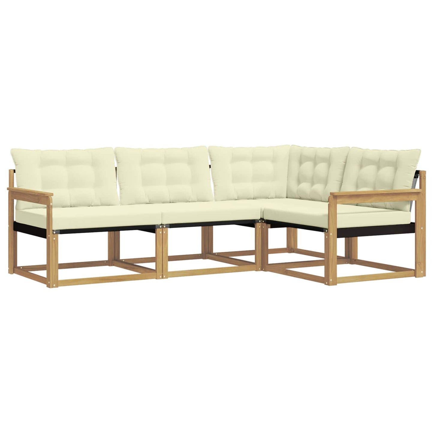 Outdoor-Sofagarnitur mit Kissen 4 pcs Weiß und Creme