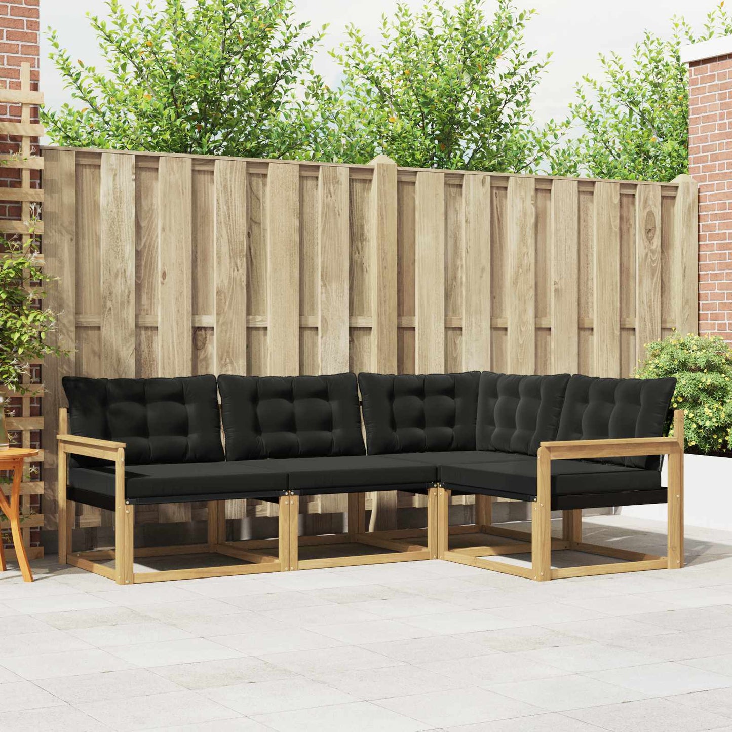 Outdoor-Sofagarnitur mit Kissen 4 pcs Weiß und Schwarz