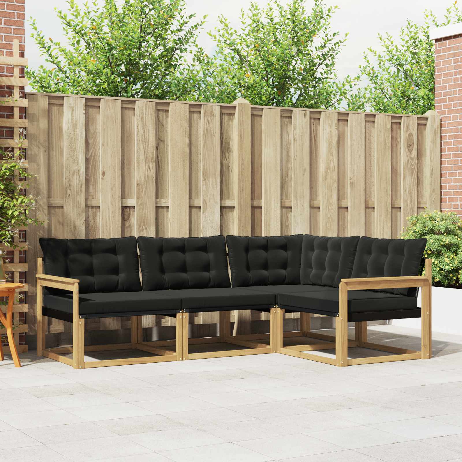 Outdoor-Sofagarnitur mit Kissen 4 pcs Weiß und Schwarz