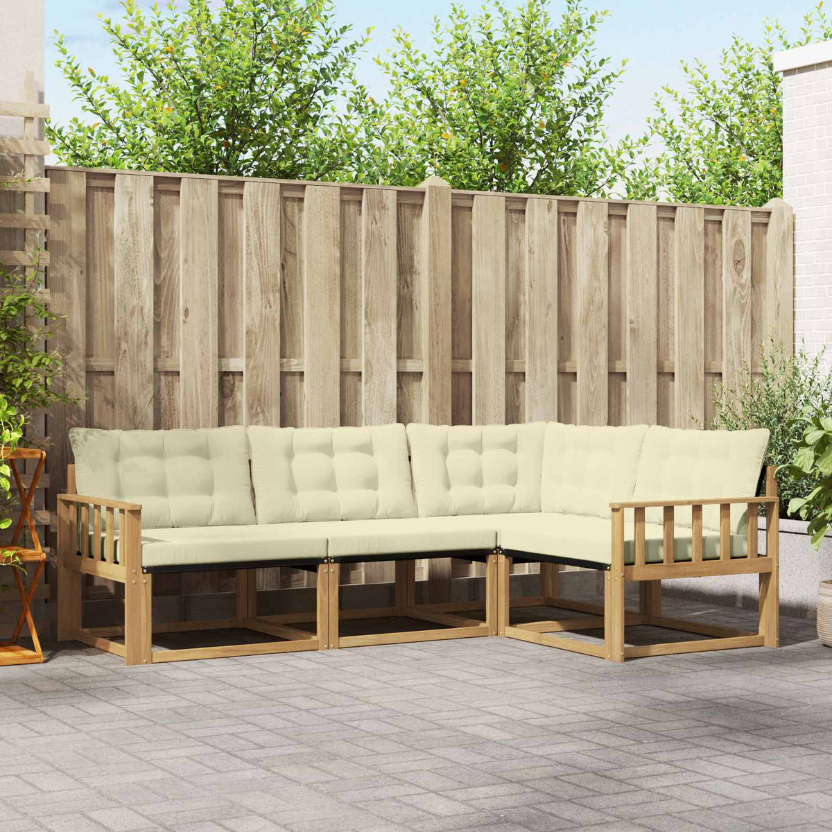 Outdoor-Sofagarnitur 4 stk. Weiß und Creme