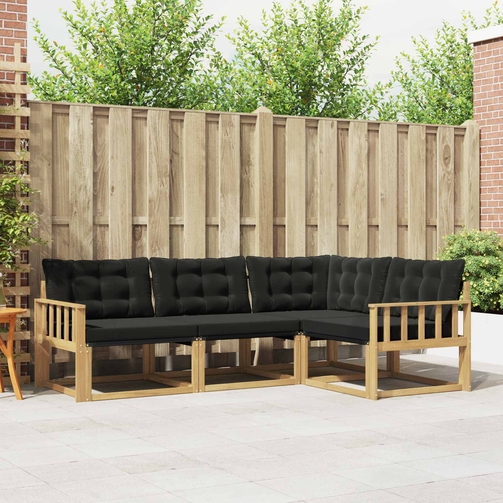 Outdoor-Sofagarnitur mit Kissen 4 pcs Weiß und Schwarz