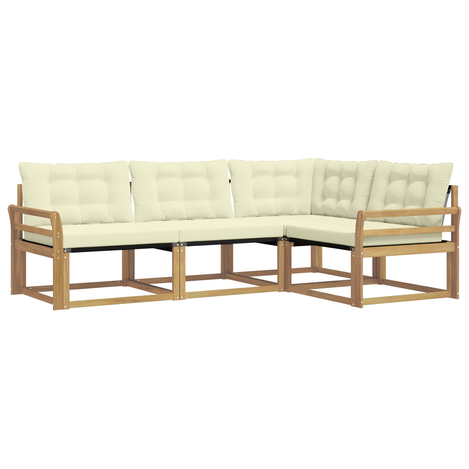 Outdoor-Sofagarnitur mit Kissen 4 pcs Weiß und Creme